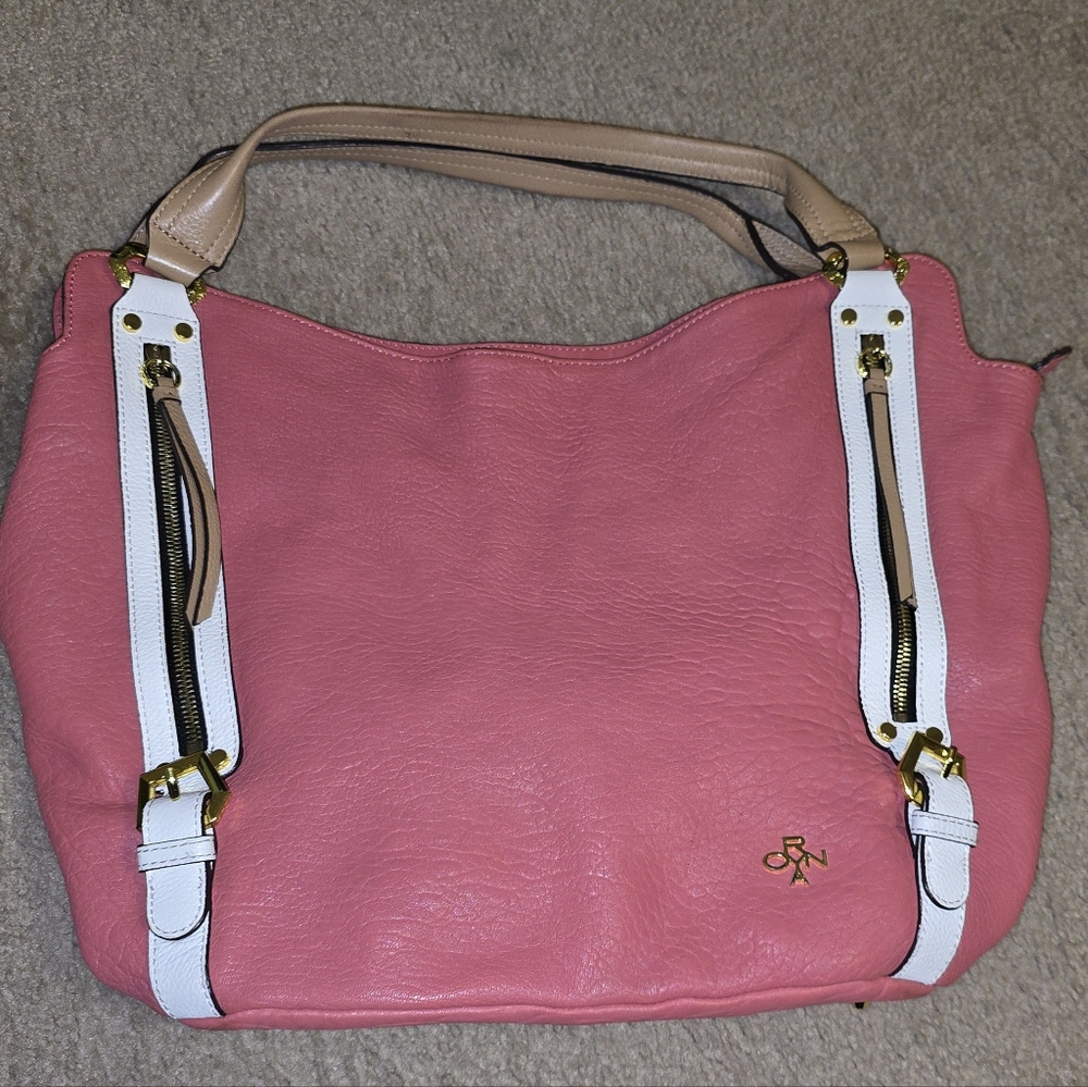 orYANY Lamb Leather Tote—Lauren Mineral Red Pebbled Pre-Owned. Cute Bag! - Picture 3 of 12